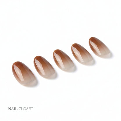 ohora Melty Cocoa Short Oval cocoa brown gradient gel press-on nails