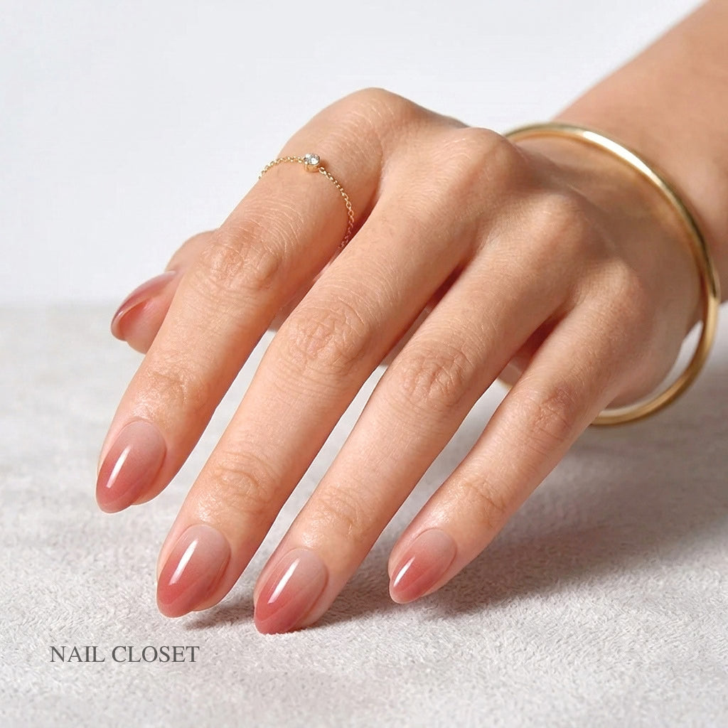ohora Melty Rose Short Oval rose pink gradient gel press-on nails