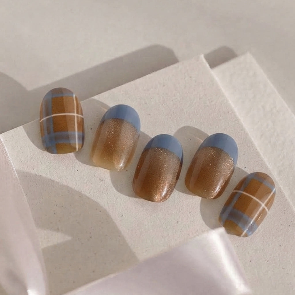 autumn plaid nail wraps,