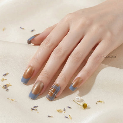 dusty blue French nails