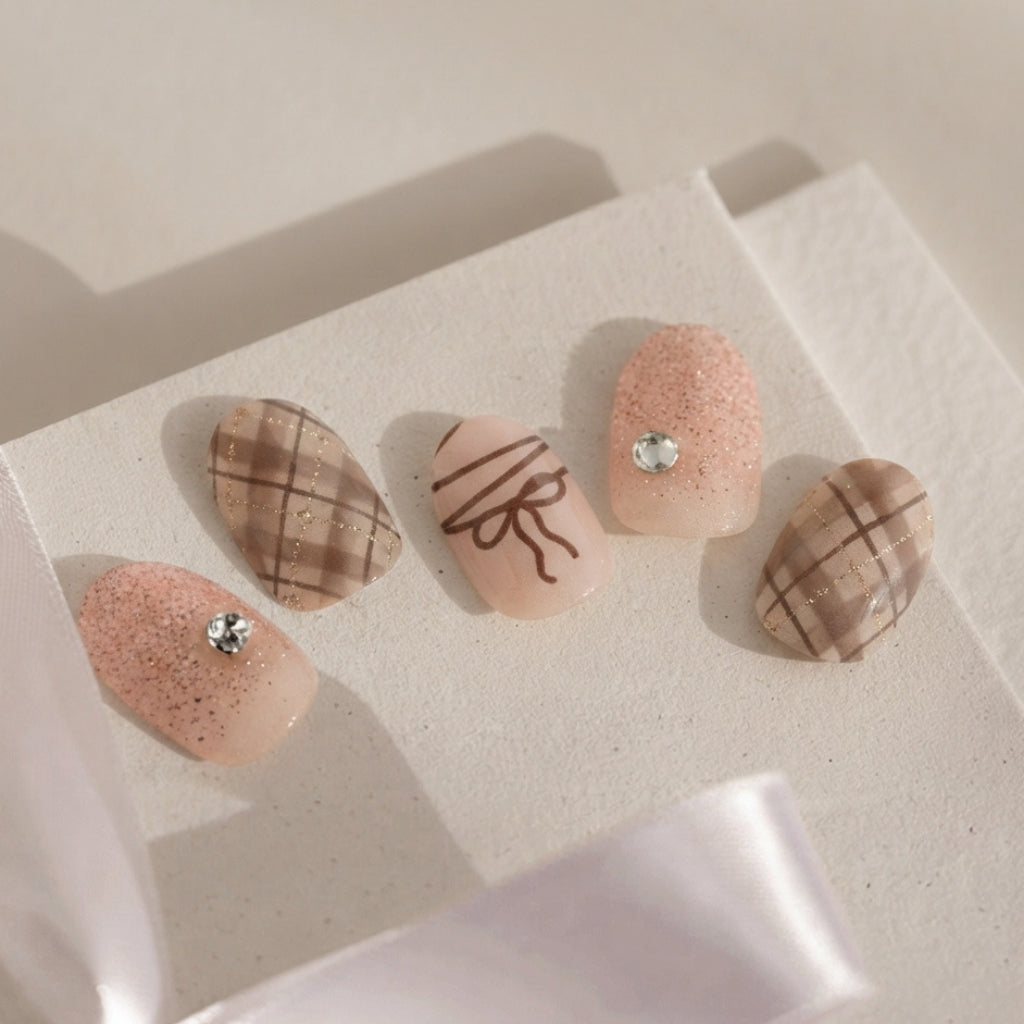 mocha plaid nail wraps