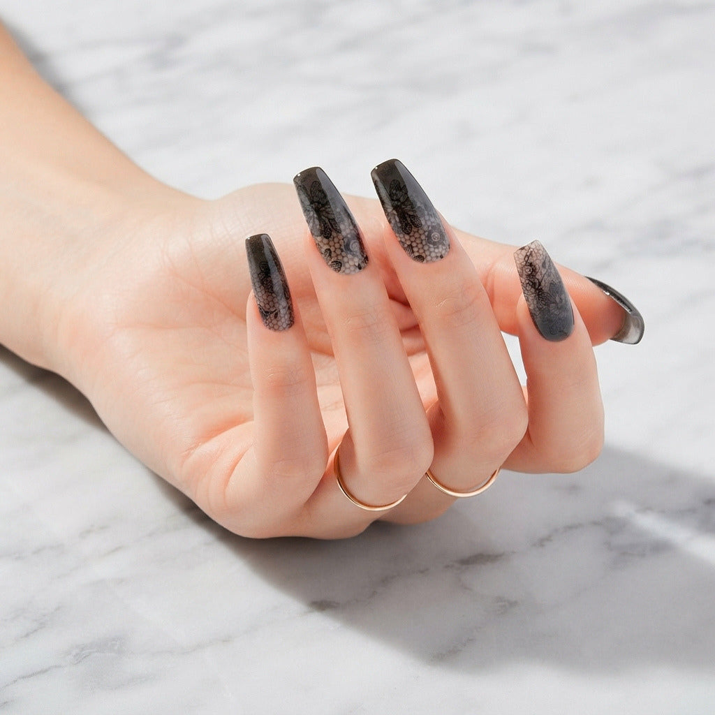 Black Lace Nail Wraps
