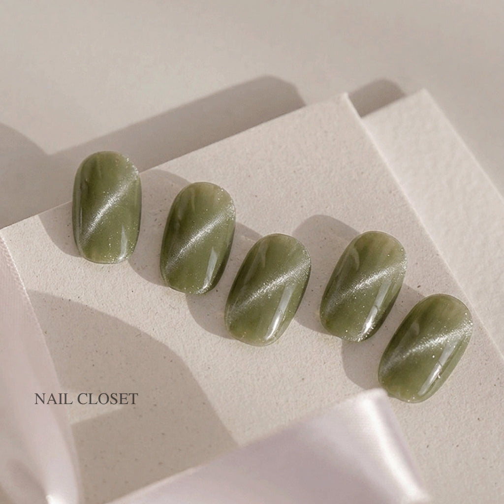 green cat-eye nail wraps