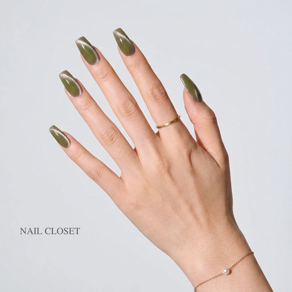 green cat-eye nail wraps