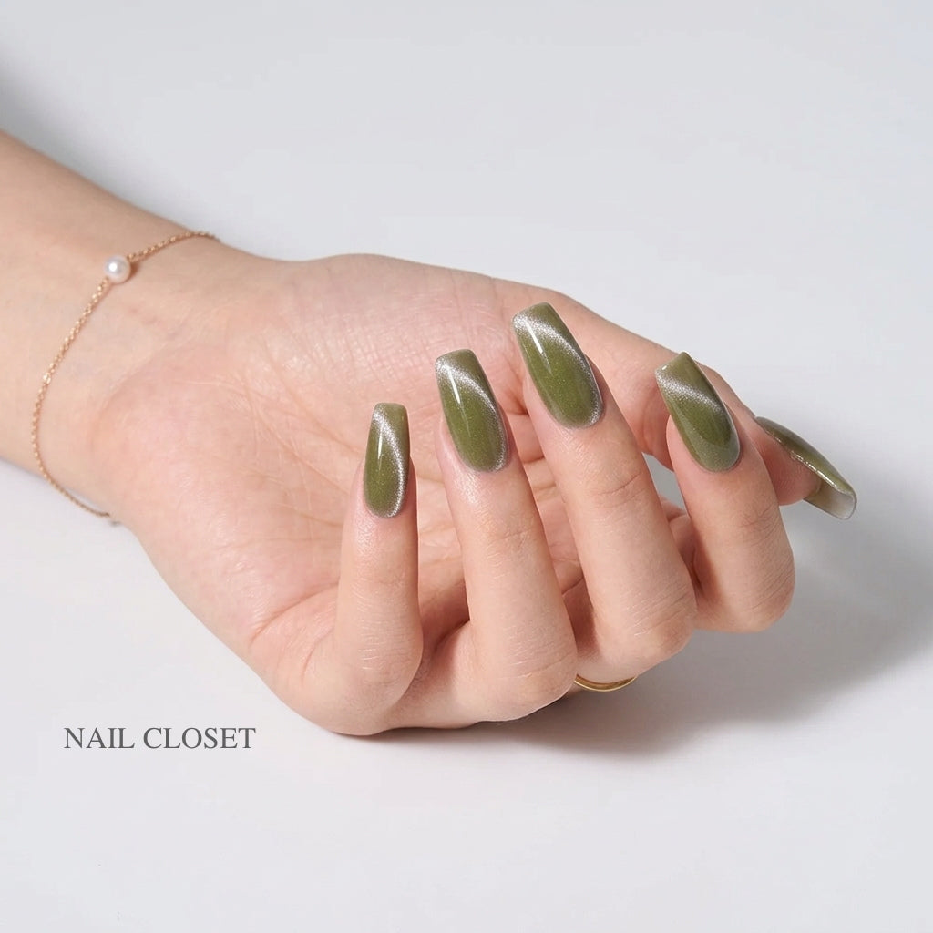 green cat-eye nail wraps