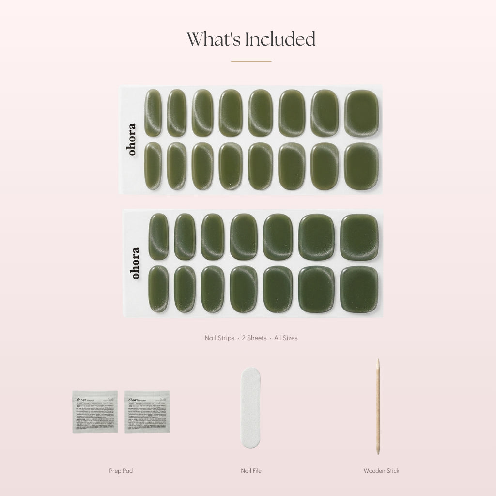 green cat-eye nail wraps