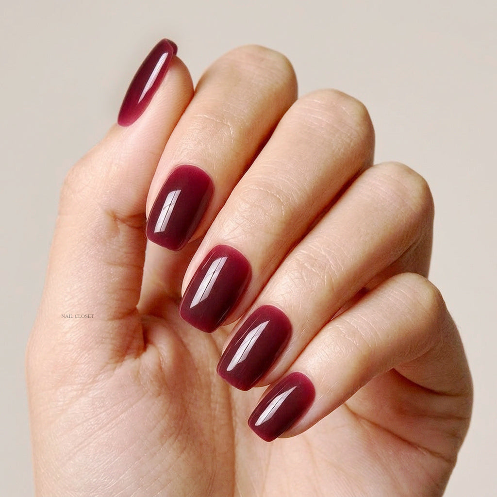 short square red premium press-on nails