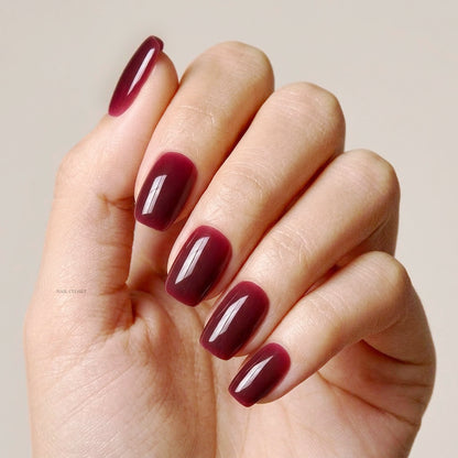 short square red premium press-on nails