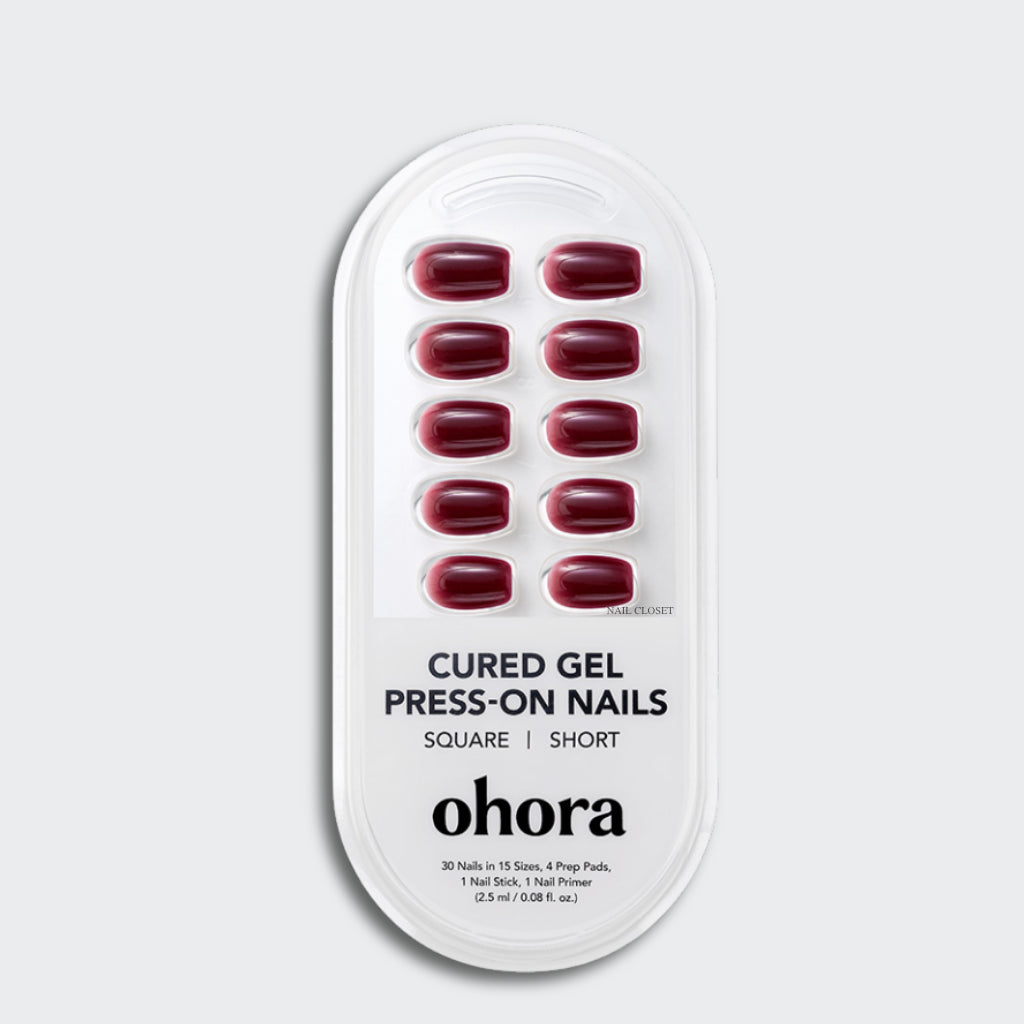 short square red premium press-on nails