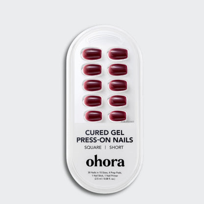 short square red premium press-on nails