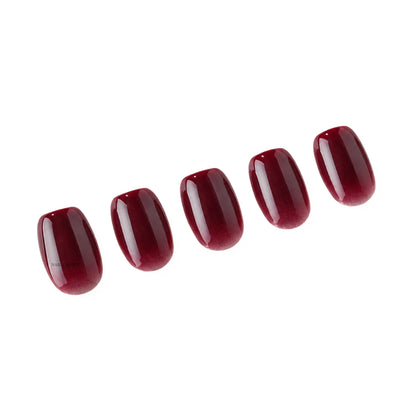 short square red premium press-on nails