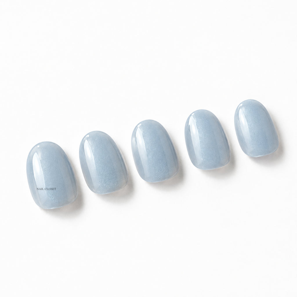 ohora Powder Blue (Short Oval)｜粉藍 短橢圓形 100% 真凝膠穿戴甲