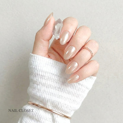 ohora Sand Pearl Short Oval pearl beige-pink gel press-on nails