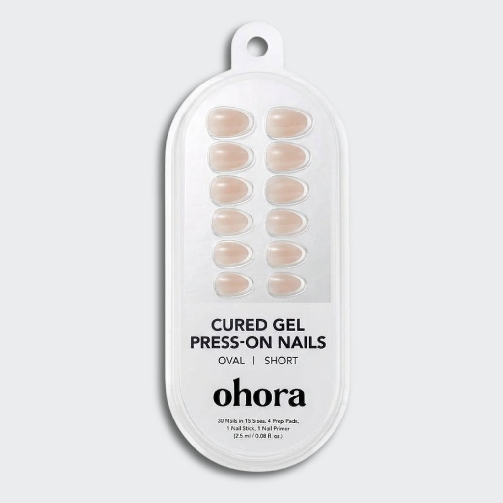 ohora Sand Pearl Short Oval pearl beige-pink gel press-on nails