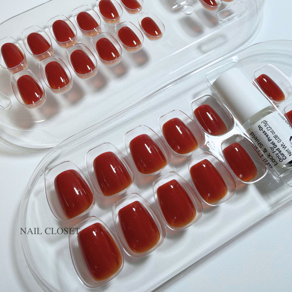 ohora NT Caramel Gel Nail Tips [Short Square]｜焦糖棕凝膠美甲片・短方形穿戴甲