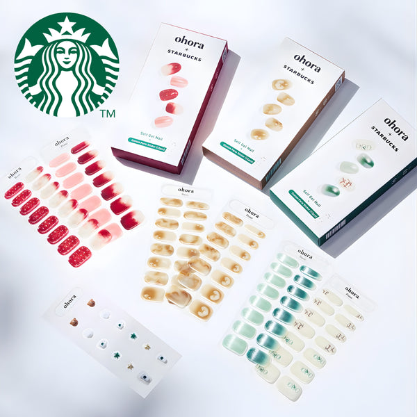 ohora x STARBUCKS 限量聯乘美甲貼套裝 (Strawberry Milk / Double Tall Latte / Starbucks Green) | 附送立體配件