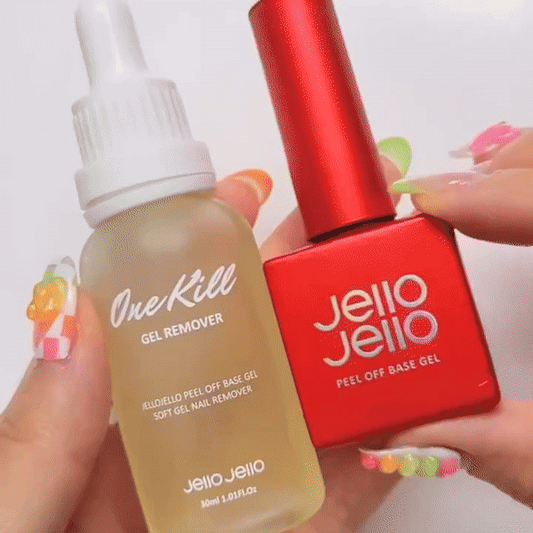 [新手GEL甲組合優惠]Jello Jello Peel Off Base Gel可撕式底油 + One Kill Remover Set|GEL甲油|Base Gel|可撕式底油