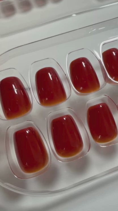 ohora NT Caramel Gel Nail Tips [Short Square]｜焦糖棕凝膠美甲片・短方形穿戴甲