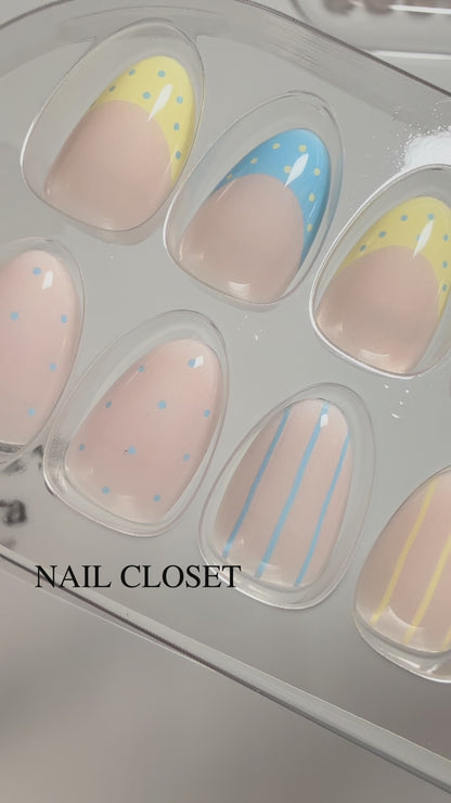 Ohora 硬身凝膠穿戴甲 - Summer Pajamas (中長橢圓款 | Medium Oval) | 免照燈 Gel 甲片